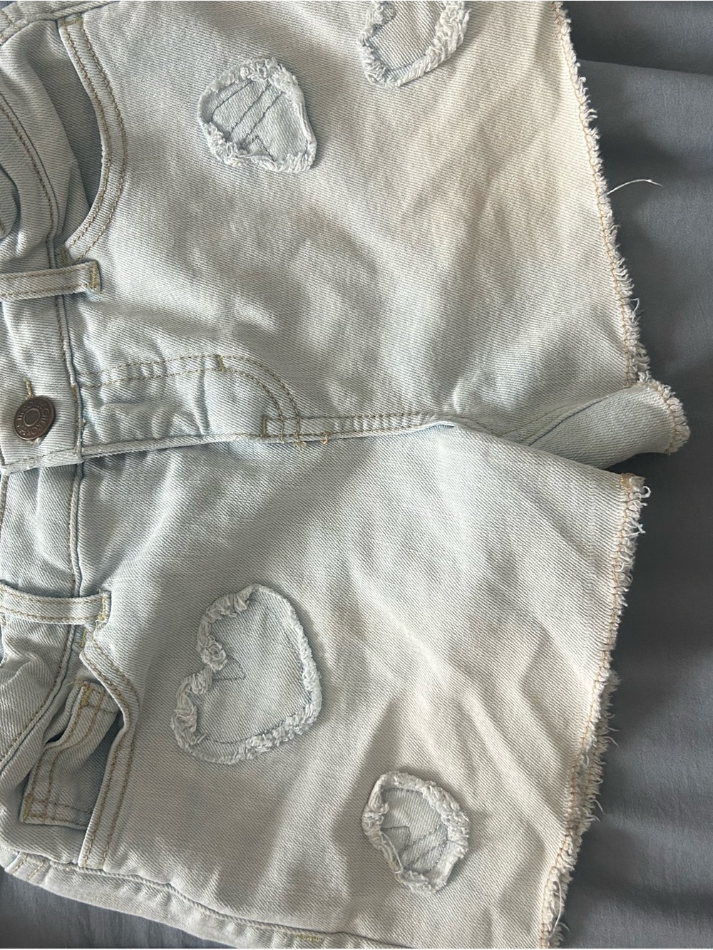Cherokee Light Wash Denim Shorts with Heart Cutouts